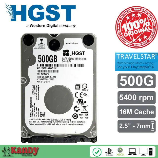 HGST Travelstar 500G hdd 2.5 HTS545050B7E660 SATA 3 laptop internal ...