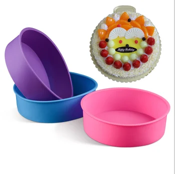 

Funny 6" 8" Inch Cake Mold Silicone Round Mousse Bread Muffin Pan Bakeware Mould Baking Tray K245