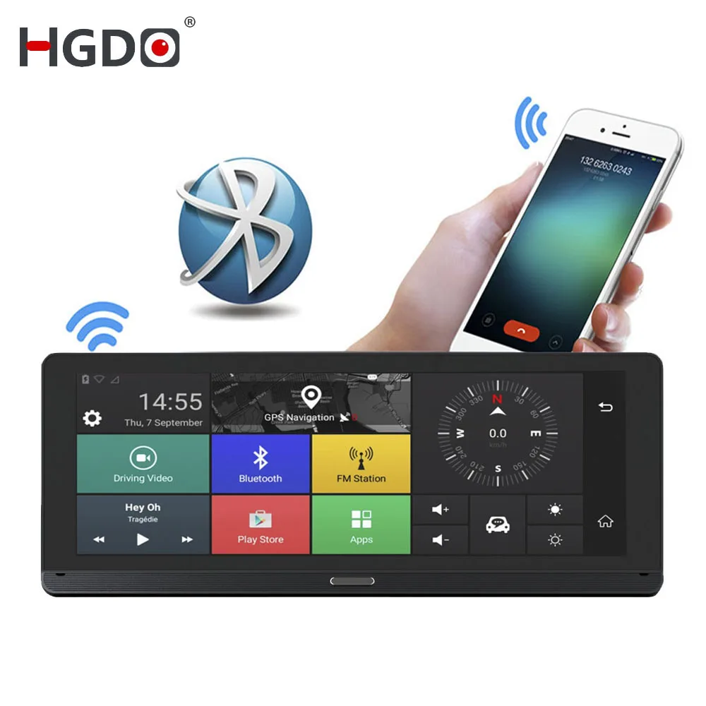HGDO 8 дюймов 4G Автомобильный GPS навигатор DVR Android FHD 1080P видео регистратор