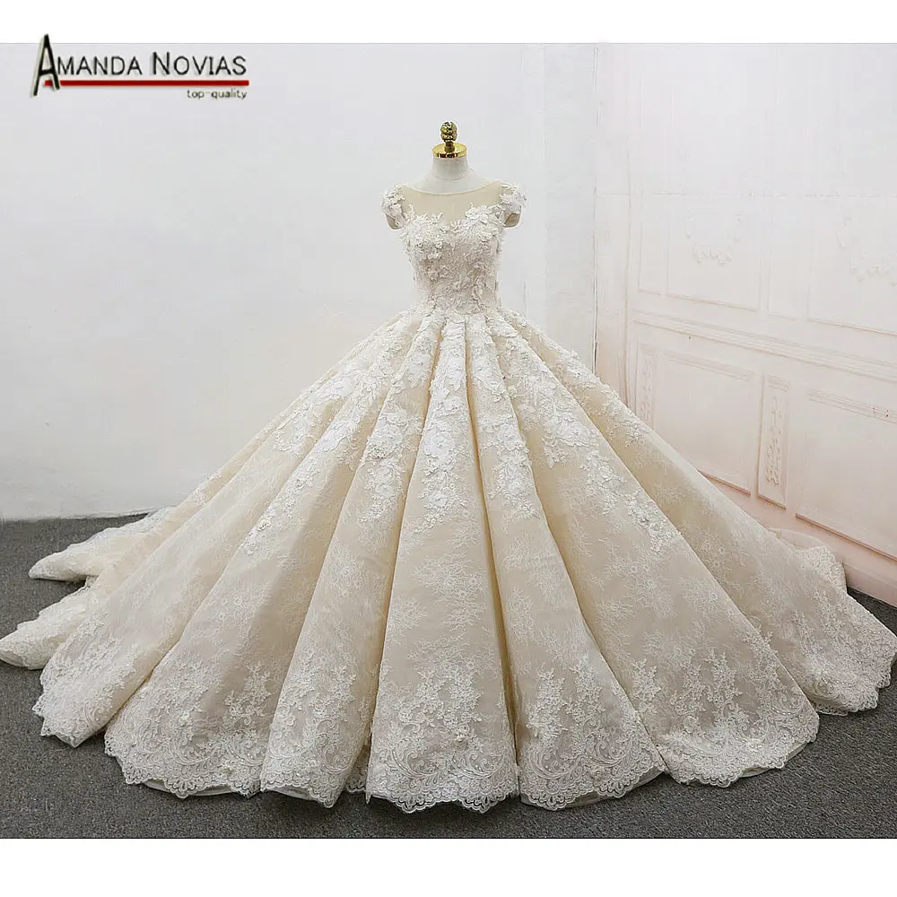Кружевное роскошное Плиссированное Свадебное Платье Amanda Novias bruidsjurken с