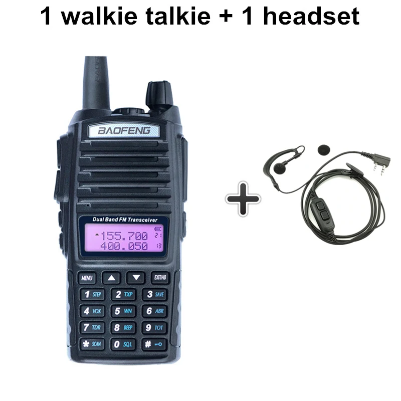 Baofeng UV-82 иди и болтай Walkie Talkie 8 Вт Dual PTT двухстороннее радио двухдиапазонный Портативный UV 82 трансивер UV82 Woki токи сертификатом от сертификационной радиостанций 50 км - Цвет: Add a headset