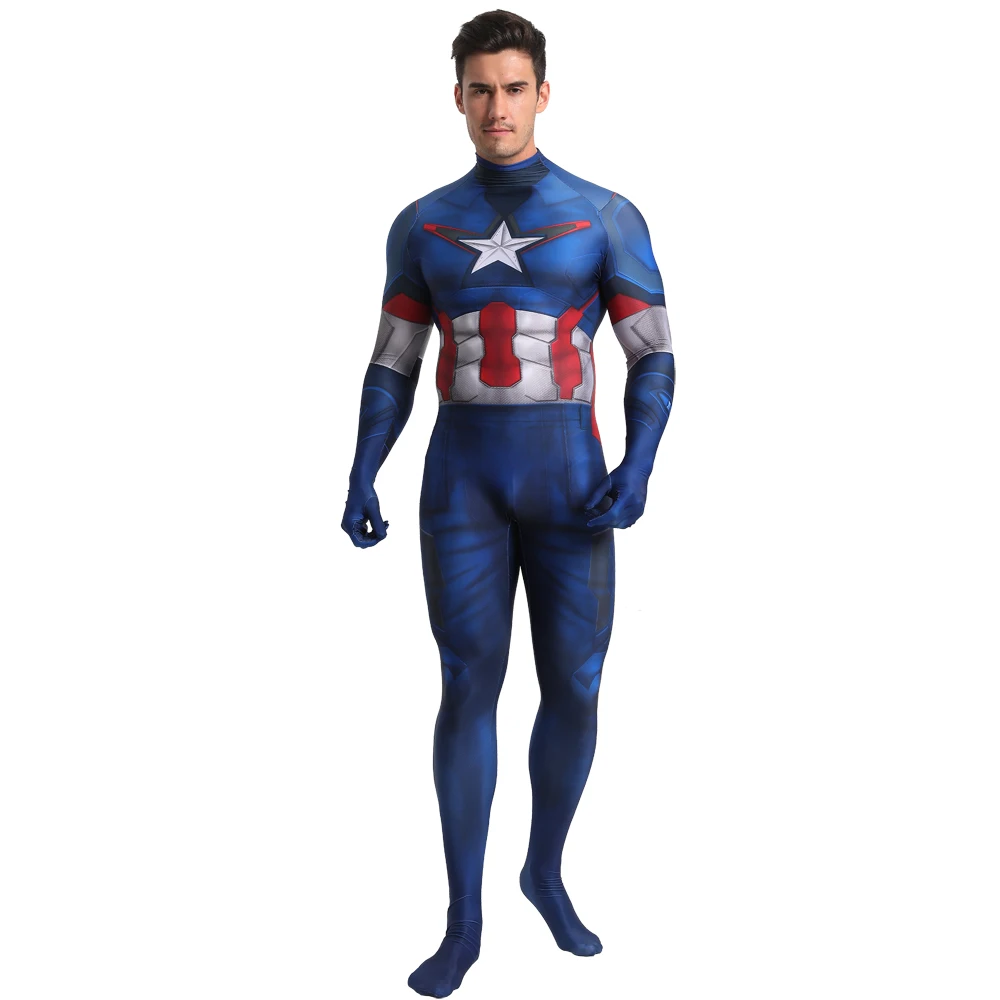 Новинка! Одежда с изображением Мстителей Капитан Америка Косплэй костюм из лайкры и спандекса, аниме супергерой Капитан Америка капитан с героями комиксов Марвел, зентай, облегающий костюм