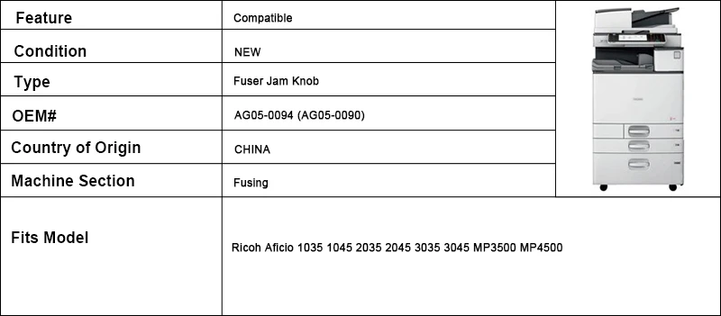 AG05-0090/AG05-0094 5X совместимый термофиксирующий Варенье ручка для Ricoh Aficio1035 1045 2035 2045 3035 3045 MP3500 MP4500 AG050090/AG050094