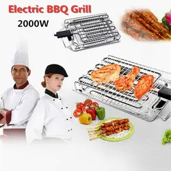 220 V 2000 W Электрические решетки bbq для 4-6 человек гриль из нержавеющей стали решетки барбекю портативное нагревательное оборудование для