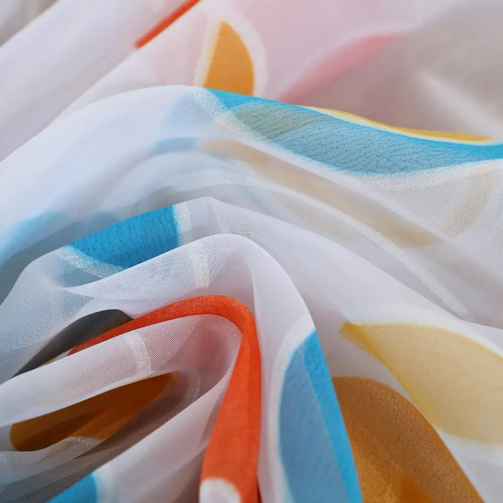 Cortinas de tul 3d impresas decoraciones de cocina tratamientos de ventana divisor de sala de estar americano cortina de gasa transparente Valance moderno