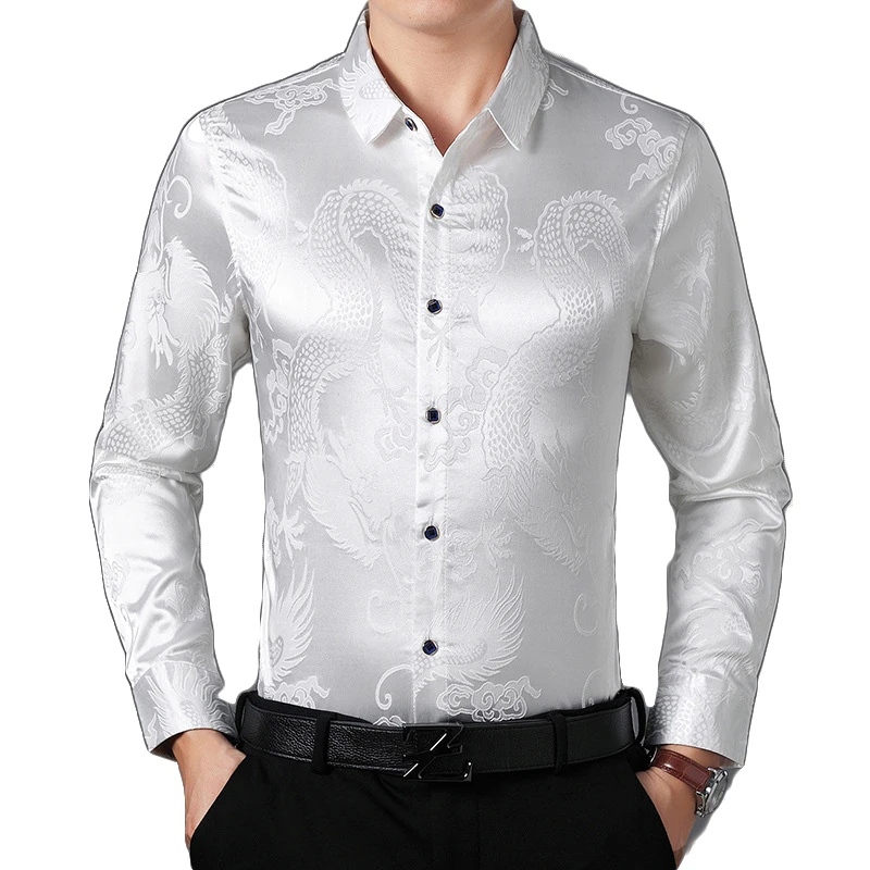 White silk dress shirt mens Clearance