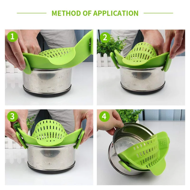 Universal Clip-on Silicone Pot Strainer 4