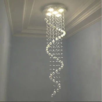 

Modern K9 Crystal Single spiral staircase Pendant Lights living room Crystal Pendant Lights LOFT lamp