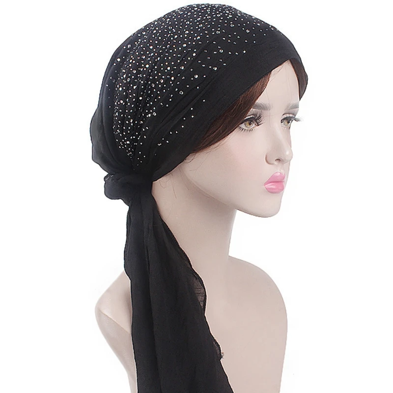 Новинка; Лидер продаж Для женщин химио тюрбан упругие мусульманские головы Кепки шарф Мягкий хлопок сверкающие печати модные женские