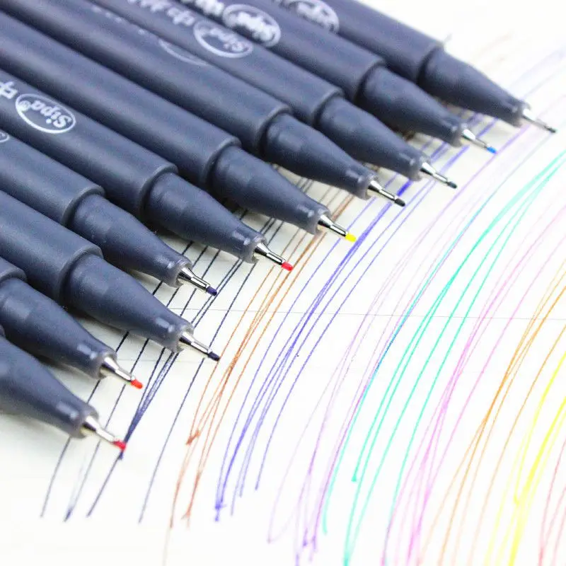 DINGYI 10pcs Fineliner Color Pen Set 0.38mm Colored Sketch Marker