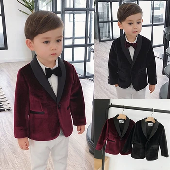 

children suits baby boys wedding Suit gentlemen kids velvet blazer formal tailor-made dress suit