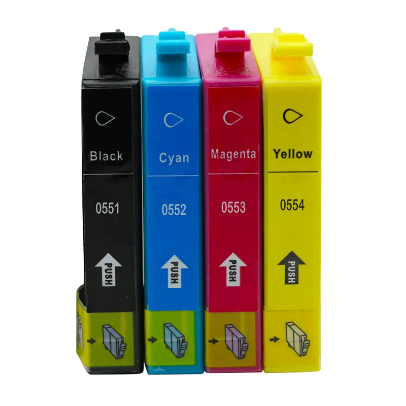 4PK T0551 T0552 T0553 T0554 Ink Cartridges Replacement For Epson Stylus