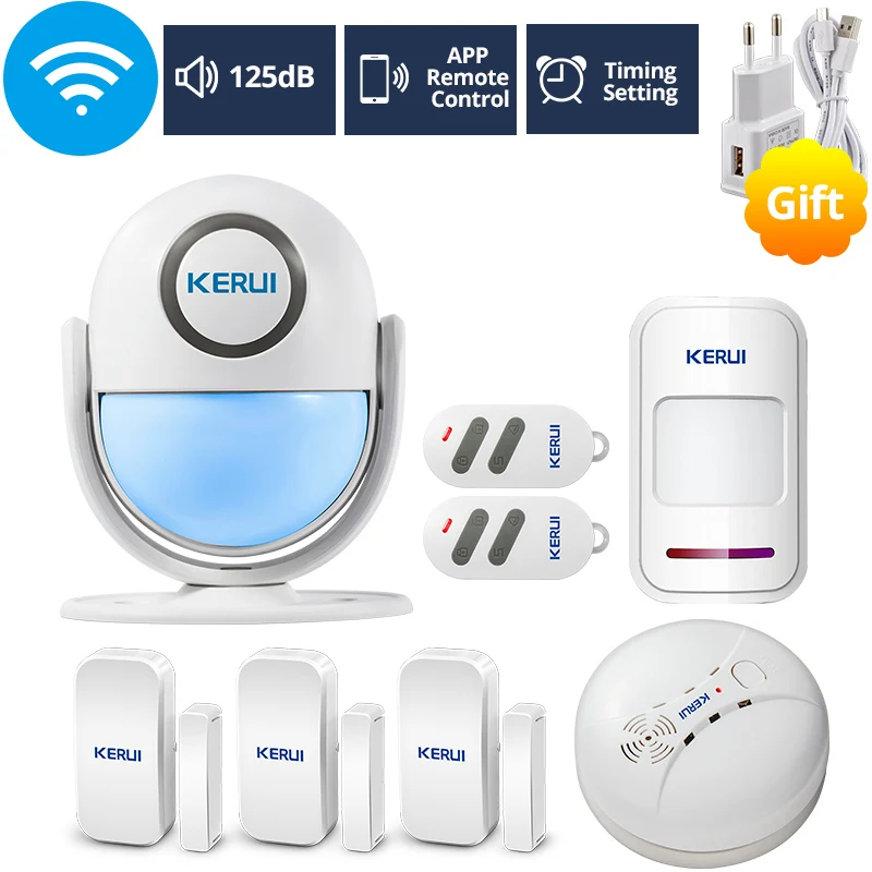 KERUI WIFI 120db ПИК охранная сигнализация для IOS/Android Приложении для дома Защита от взлома Хост детектора окна/двери - Цвет: KIT5