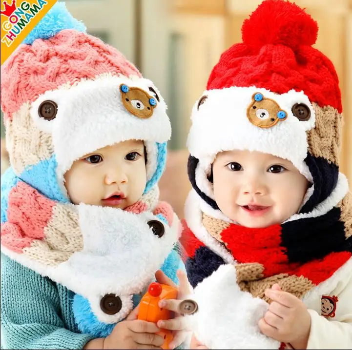 BabyWinterHatsScarfCottonBabyBoysGirlsWoolenHatsNewbornBearKidsBeaniesScarf2pcs.jpg