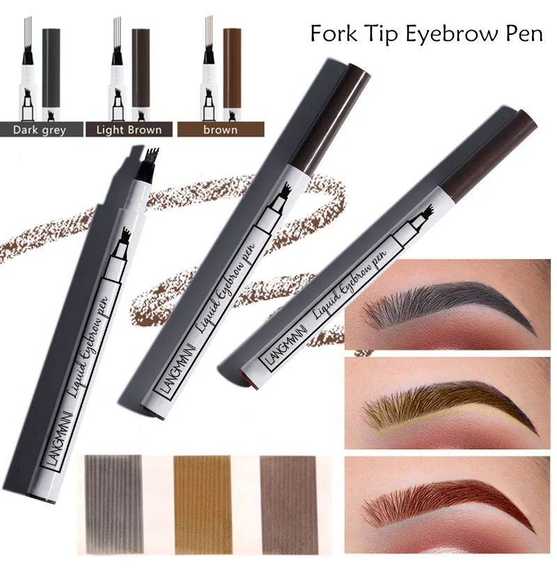 

2018 Fashion 4 Head Tattoo Eyebrow Pencil Microblading Eyebrow Pen Tint Women Waterproof Fork Tip Eyebrow Tattoo Pen Brow Pencil