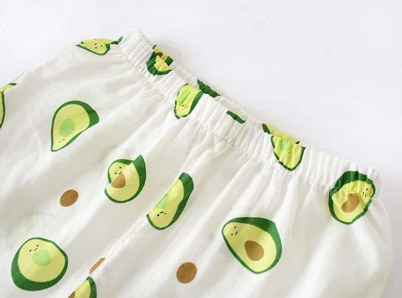 2019 женский пижамный комплект из 100% хлопка с рисунком авокадо, 2 предмета, рубашка с отложным воротником + штаны, удобные свежие и натуральные