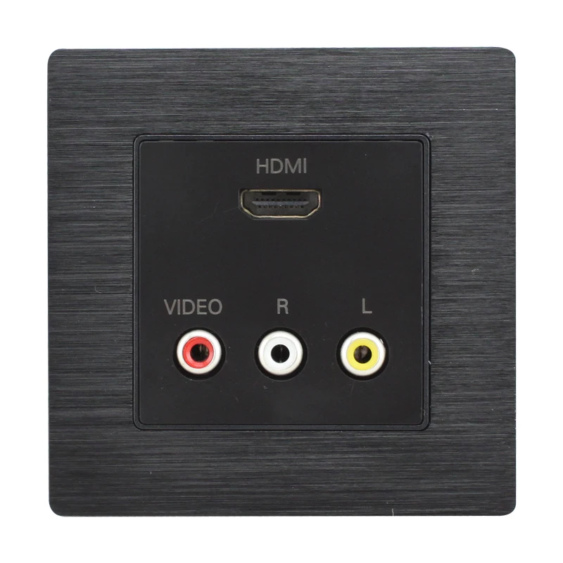 Черный HDMI+ RCA настенный выход качество Аудио Видео AV Лицевая панель 86x86 мм для HDTV DVD проектор