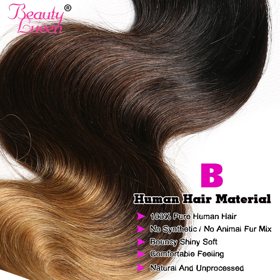 Ombre Human Hair Bundles Ombre Brazilian Hair Weave Bundles Body Wave Bundles Honey Blonde T1B427 Non Remy Hair Extension (5)
