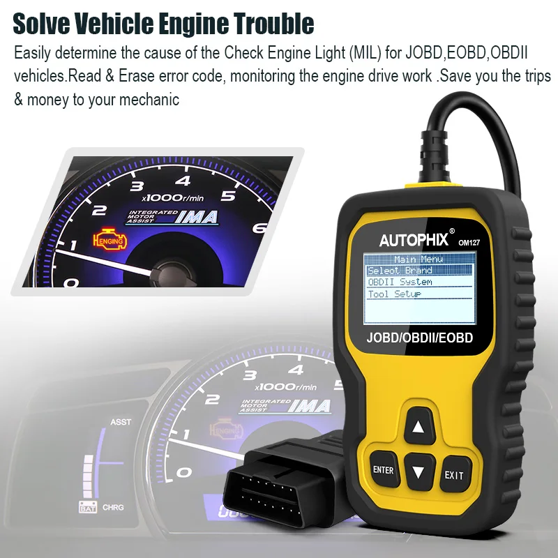 OBD2 автомобильный сканер ODB2 диагностический инструмент OBDII EOBD JOBD считыватель