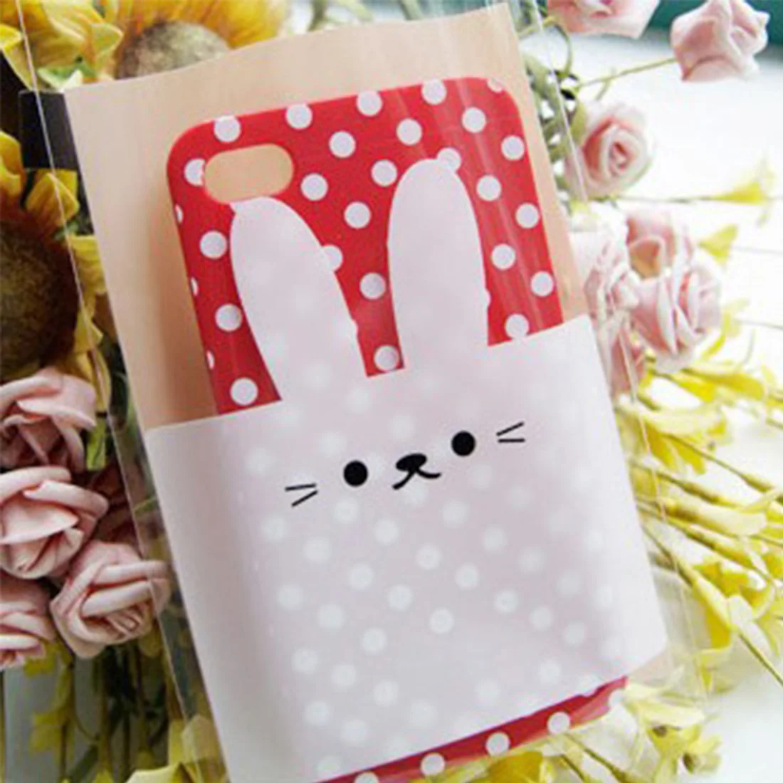 

Big Sale 50 pcs/lot cartoon Rabbit Cookie packaging clear plastic bags self-adhesive bags for biscuits snack baking