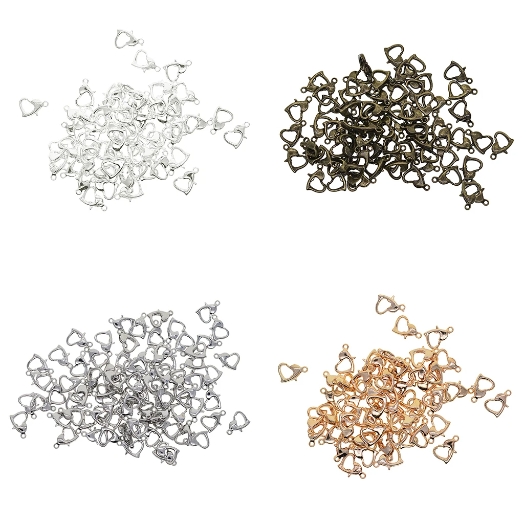 20 Pieces Novelty Heart Shaped Lobster Claw Clasps Fastener Hook For Necklace Bracelet Chain Jewelry Findings DIY Handmade Craft