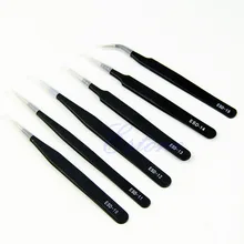 6pcs Safe Anti static Tweezers Maintenance Tools ESD10 15 Eyebrow Makeup Tools Accessories