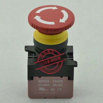 

[SA]EMA emergency stop button switch 22mm rotary reset E2R1R1B 1 NC contacts--10pcs/lot