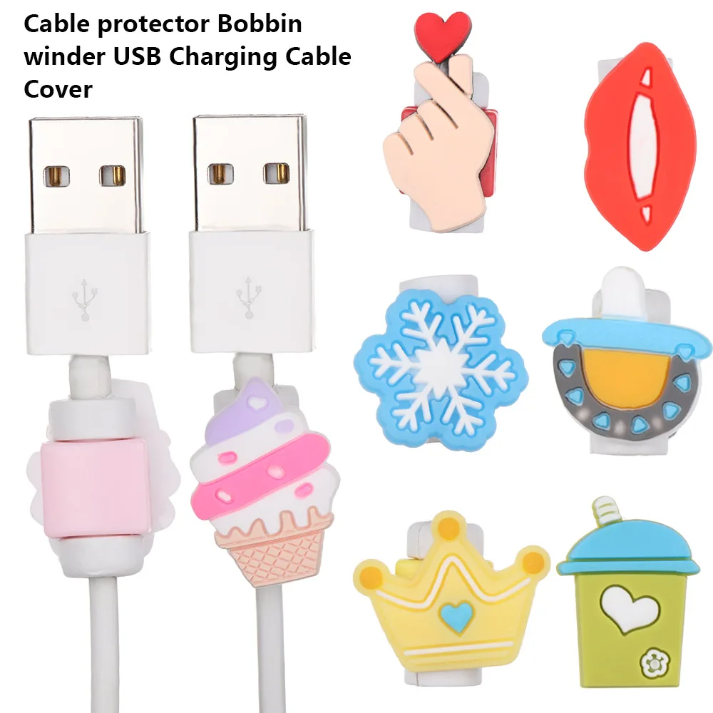 

12 styles Coming USB Earphone Cable Bite Cord Protector Cable protector Bobbin winder Data Line Case For iPhone Android Durable