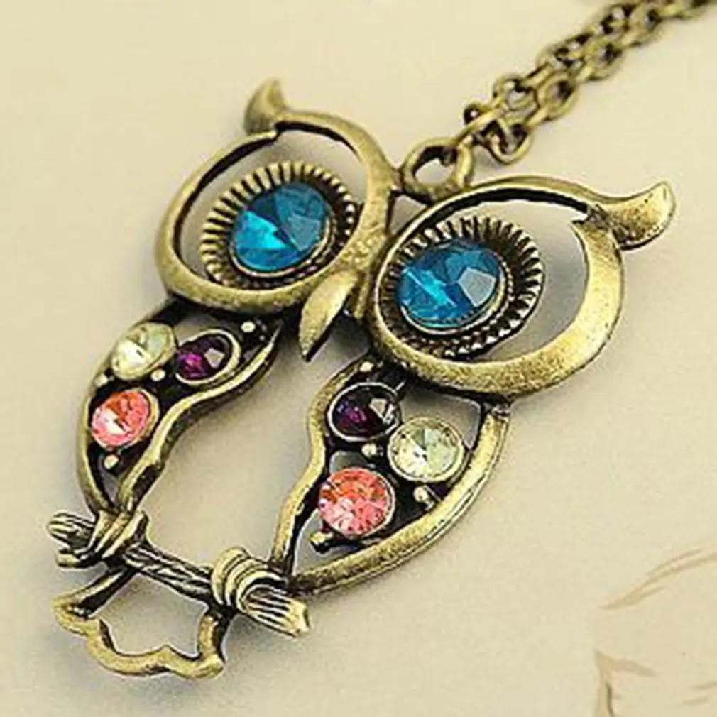 

Fashion Jewelry Vintage Cute Owl Pendant Necklace Retro Hollow Carved Sweater For Women Long Chain Necklace Hot Drop Shipping