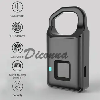 

Smart Fingerprint Padlock Keyless Door Lock Anti-theft Electric Lock Built in Battery USB Charge for Suitcase backpack Safe 3B25
