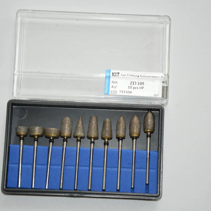 10pcs-fast-trimming-sintered-diamond-polishing-kits-with-elephant's-size-shark's-grinding-fast-trimming-burs-for-alloy-jewelry