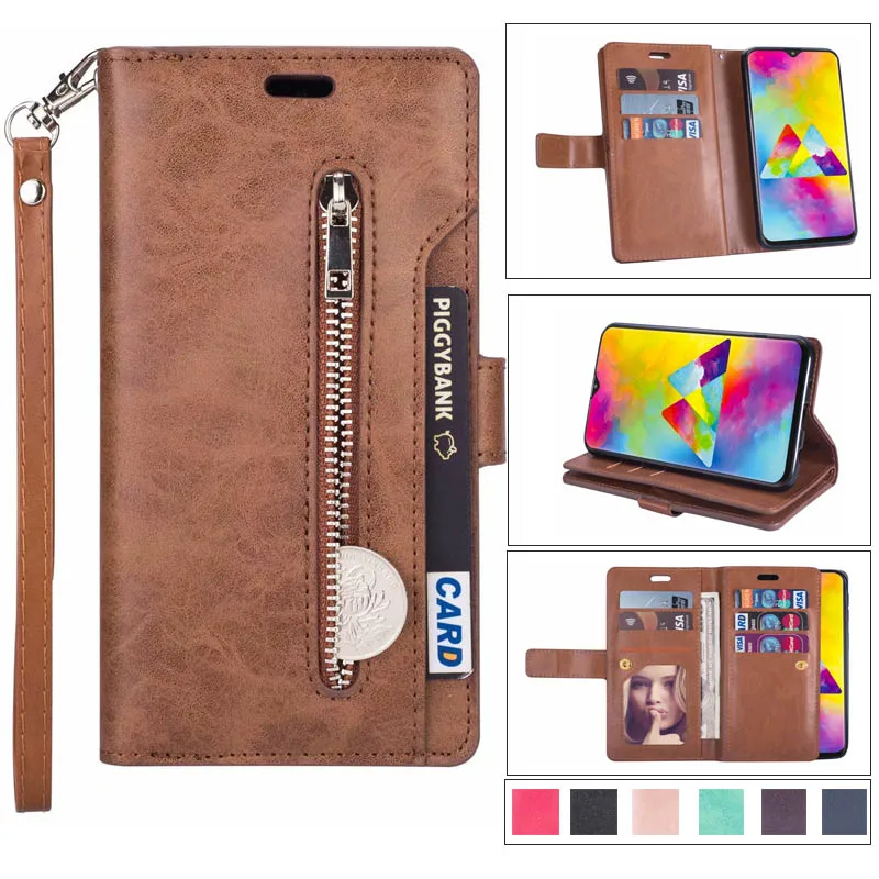 

Luxury 9 Card Retro zipper Leather Case Mobile Shell For Samsung A10e M10 A20S A30 A50S A60 A70 M20 M30 M40 A90 5G cover case