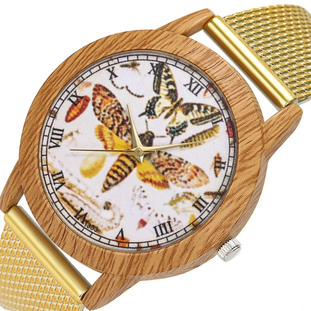 Креативные натуральные деревянные часы для женщин, модные часы для отдыха с рисунком пчелы, силиконовые кварцевые наручные часы, подарочные часы montre femme F4