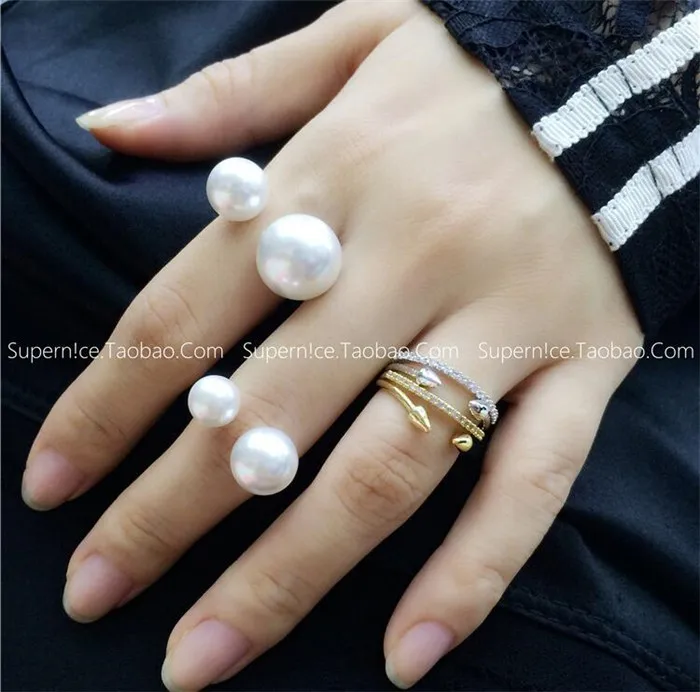 

g006 The best choice for ladies fashion personality to send couples Open adjustable size pearl ring Elegant ladies style 2019