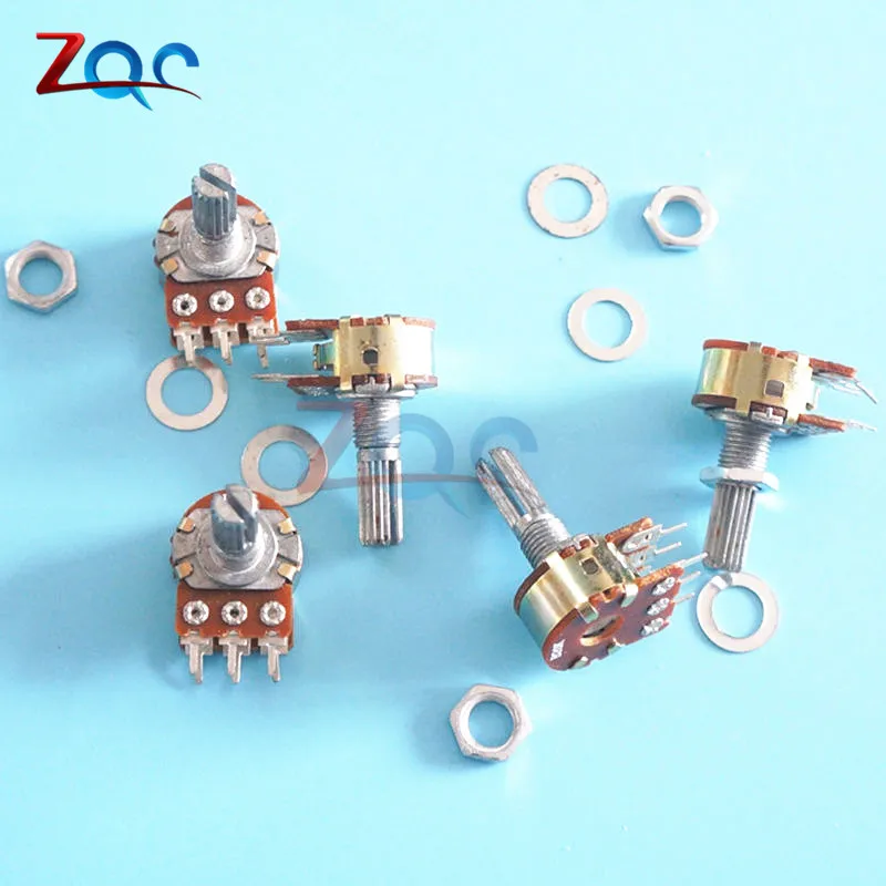 5Pcs B10K 10K Ohm Potentiometer 6 Pins Split Shaft Rotary Linear Stereo