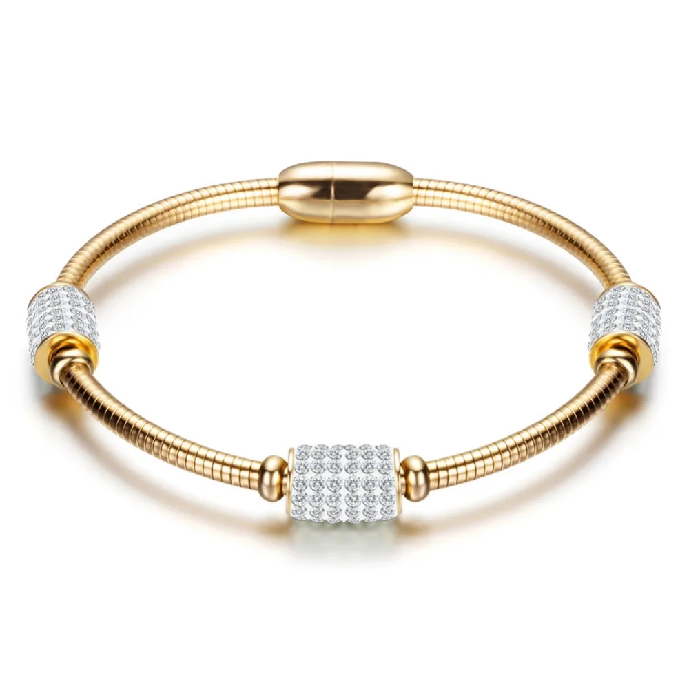 New Snake Bone Chain Bracelet Cz Rhinestone Trend Fashion Magnet Buckle Cuff Bangle Bohemian Style Jewelry Gift Valentine's Day |