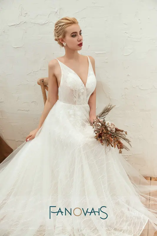 V Шеи Boho Пляж Свадебные Платья Старинные Vestido De Novia Robe Mariee 2019 Платье Элегантный