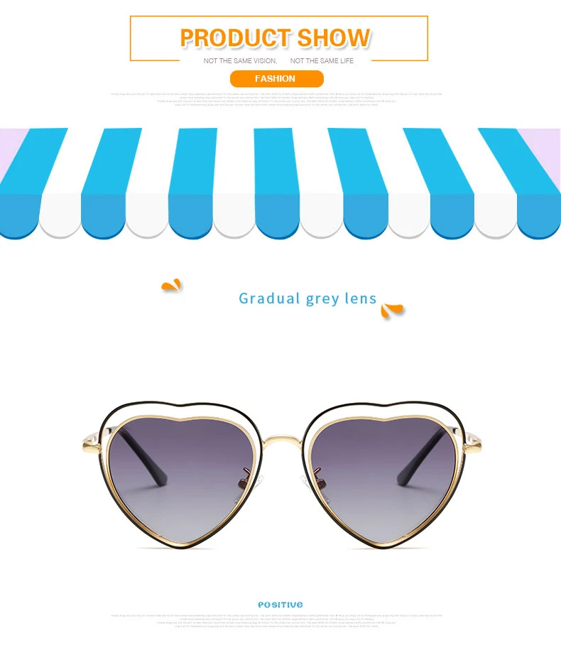 LongKeeper поляризационные солнцезащитные очки для детей в форме сердца солнцезащитные очки с чехлом для детей, с застежкой на двойную металлическую оправа градиентные очки UV400