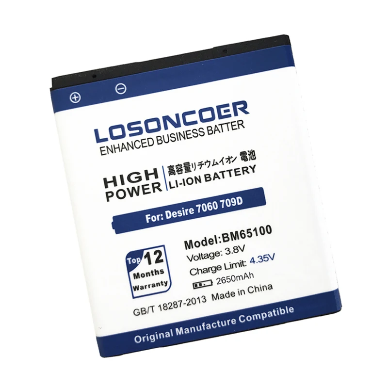 100% Original LOSONCOER BM65100 Battery for HTC Desire 601 501 510 619D ZARA 700 7060 603e 6160 7088 E1 Battery (3)
