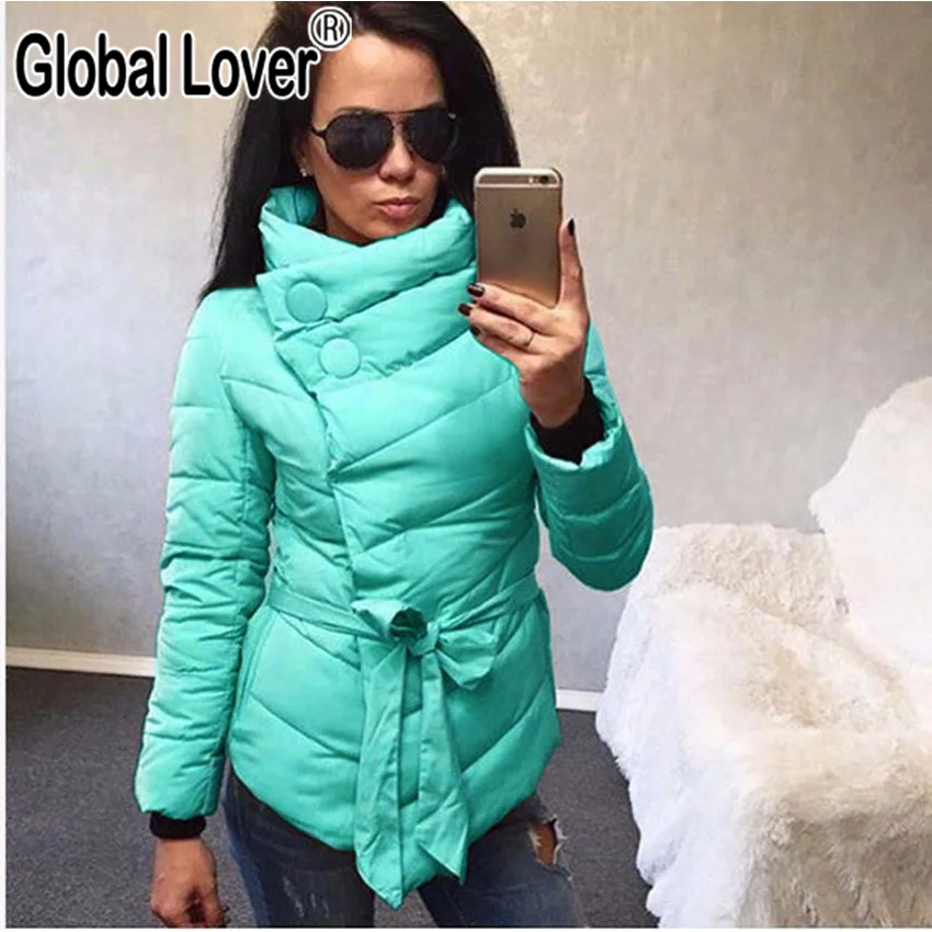 

2016 New Fashion Womens Winter Jackets And Coats with Belt Plus Size Casual Women Coat Print Female Lady European Designer