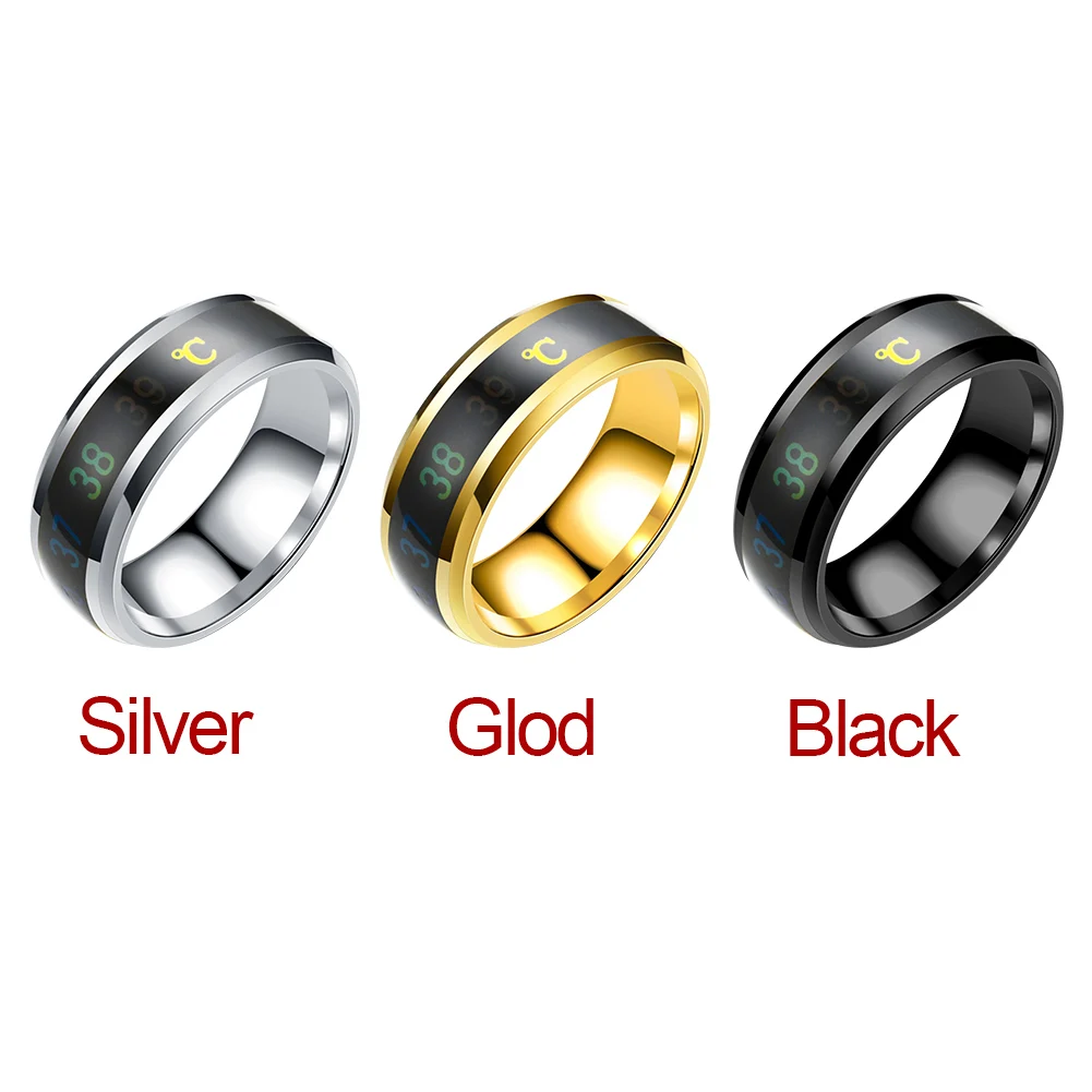 Ювелирные изделия, титановая сталь, умное кольцо, круглое, много размеров, стильное интеллектуальное кольцо для пары, Температурное чувство, изменение цвета, изысканный