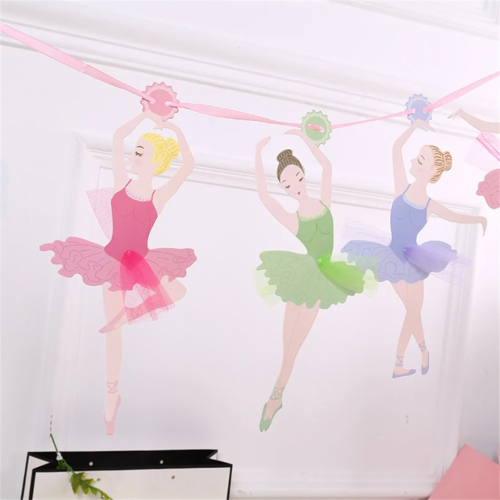 MENGXIANG 1Pc Birthday Party Paper Banners flag Home Decoration Ballet Dancer Paper Garland Girl Hanging Banner Bunting Kids