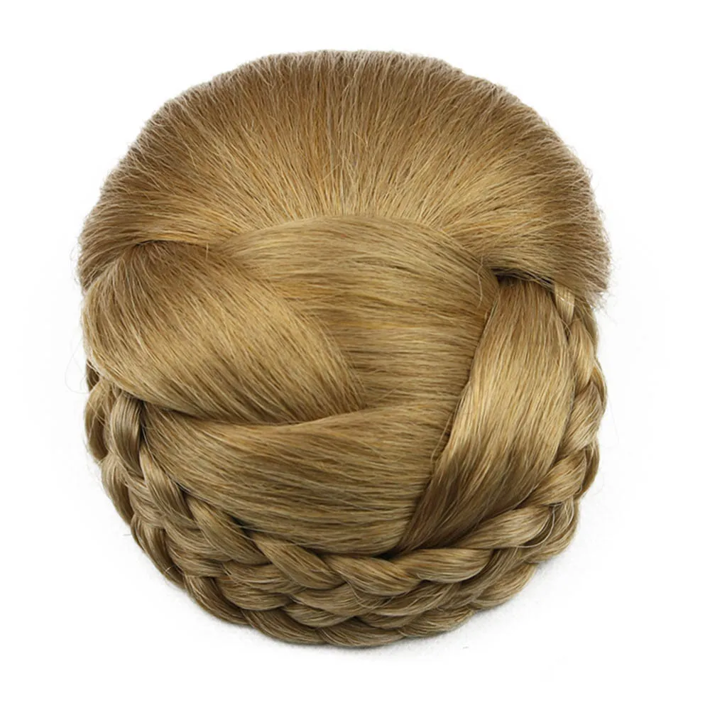 дешево✲ Gres Women Clip-in Postiche Blonde Color Синтетические булочки для волос для женщин Часть волос
