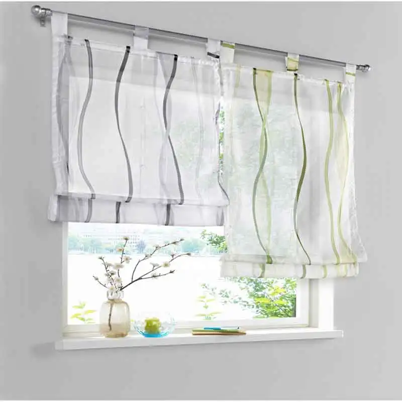 

1pcs Wave Roman Curtains Tulle Vienna Light Color Sheer For Living Room Bedroom Window Kitchen Short blackout curtain 4 color