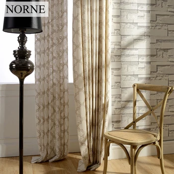 

NORNE Geometry Embroidered Voile Window Curtains Panels For Living Dinning Room Darkening Treatment Drapes Curtain for Bedroom