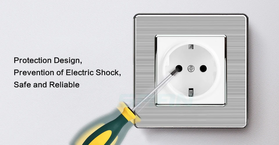 SRAN 16A французская настенная розетка Роскошная розетка Enchufe нержавеющая сталь Матовая серебристая панель электрическая вилка AC 110~ 250 В