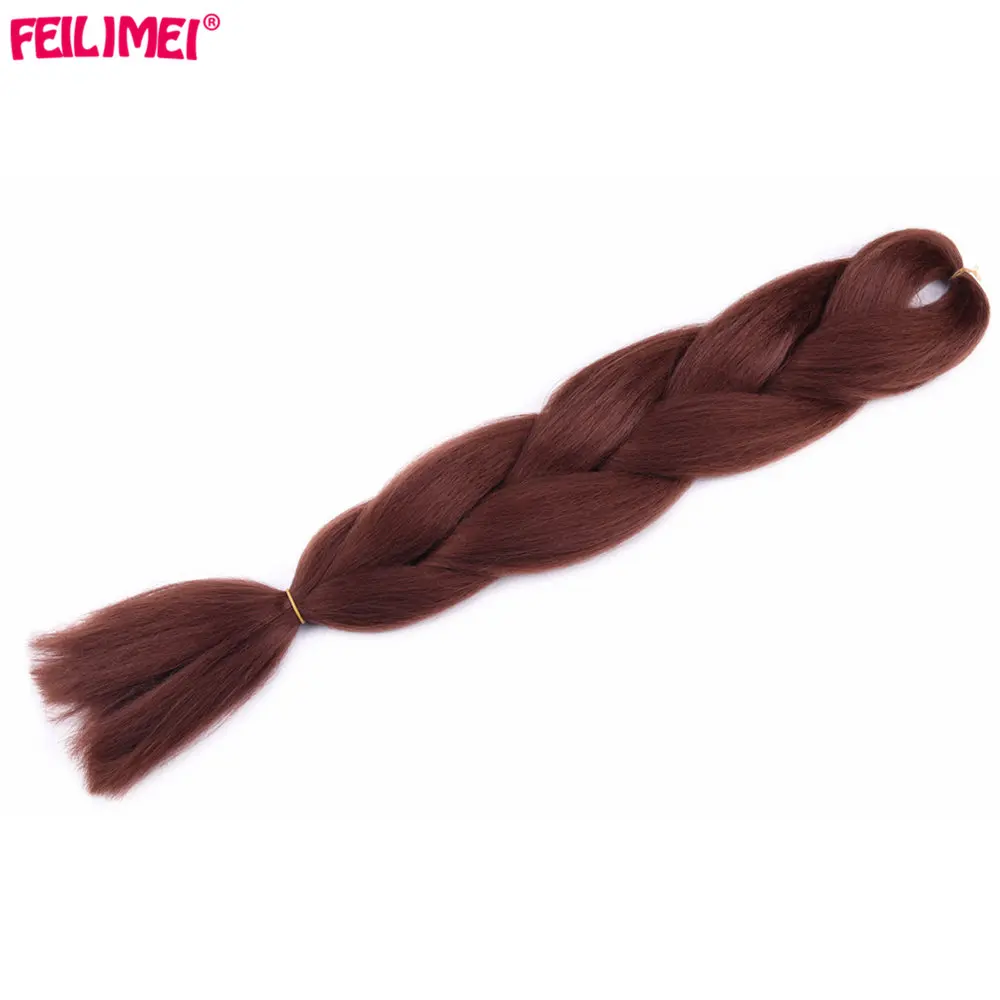 Feilimei, блонд, розовый, серый цвет, вязанные крючком косички, термостойкие волосы, 60 см, 100 г/шт., синтетические Омбре, огромные косички для наращивания волос - Цвет: #6