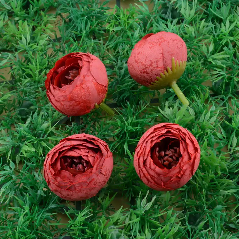 5 шт. весенний Шелковый мини небольшой чайный бутон искусственный цветок для свадьбы украшение дома Камелия Mariage Flores Satmen цветы растения - Цвет: Красный
