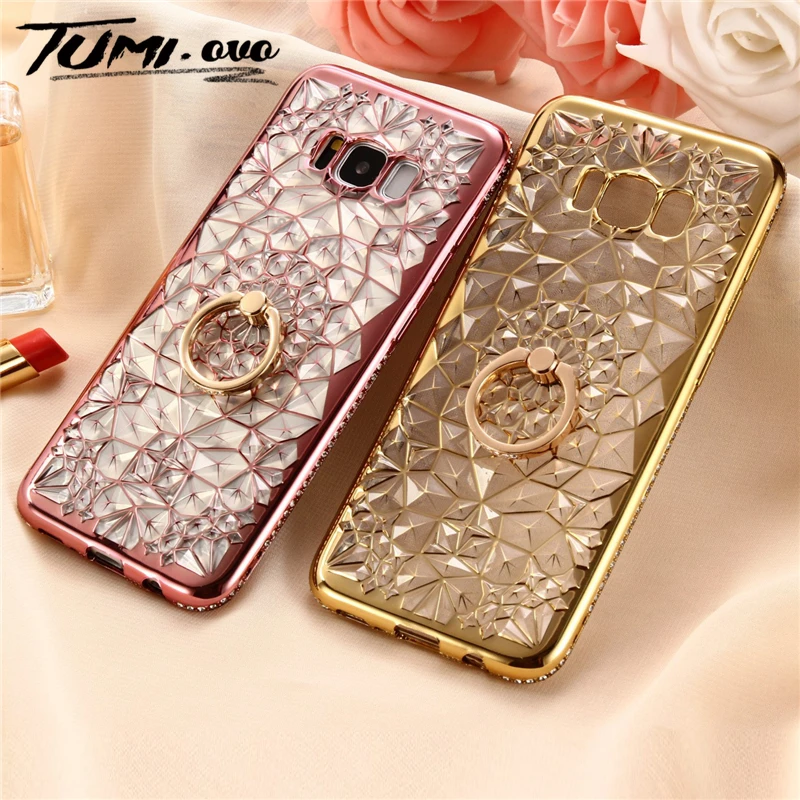 

Luxury 3D Ring Case For Samsung S7 edge S8 S9 Plus Note 8 9 J6 J6 Plus 2018 A5 A6 A8 S10 Lite A9 Cases Diamond Coque