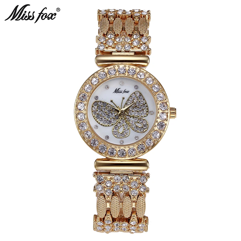 

Miss Fox Butterfly Women Watch Luxury Brand 2017 C Waterproof Full Diamond Timepiece Women Xfcs Steel Mesh Teenage Girls Watches